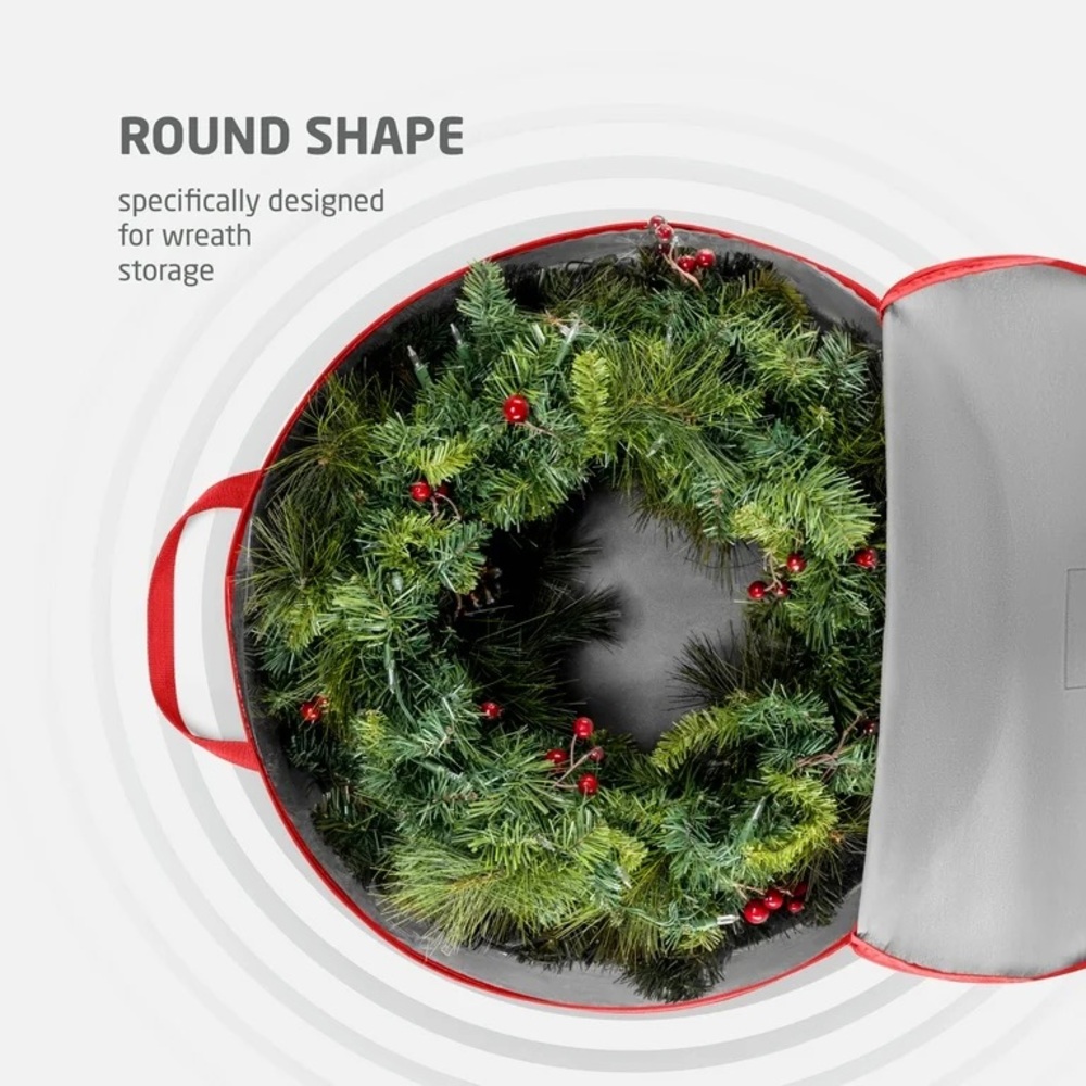Christmas Wreath Storage Bag 36" (2 Pack) - Breathable Non-Woven Fabric Storage - Picture 3 of 9